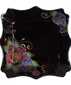 Farfurie Patrata Adanca FELUL DOI Model Floral MOV-ALBASTRU