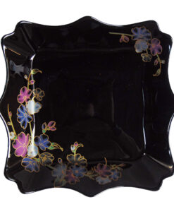 Farfurie Patrata Adanca FELUL DOI Model Floral ALBASTRU
