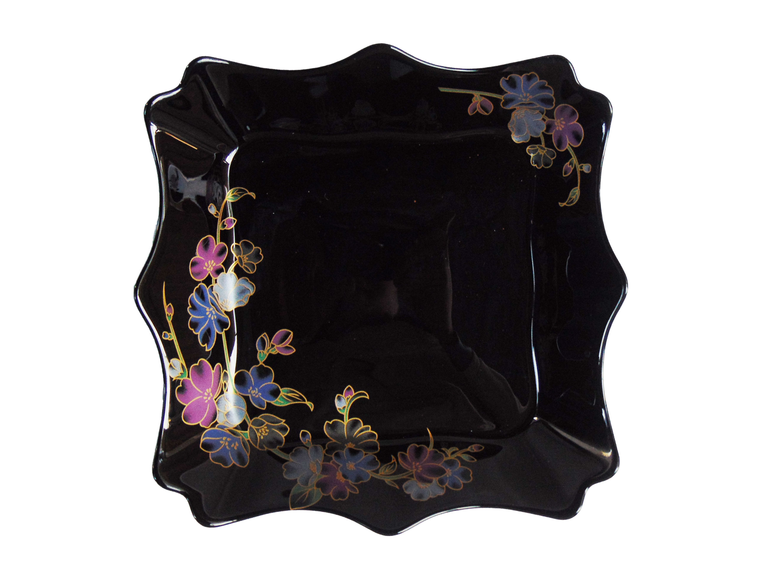 Farfurie Patrata Adanca FELUL DOI Model Floral ALBASTRU