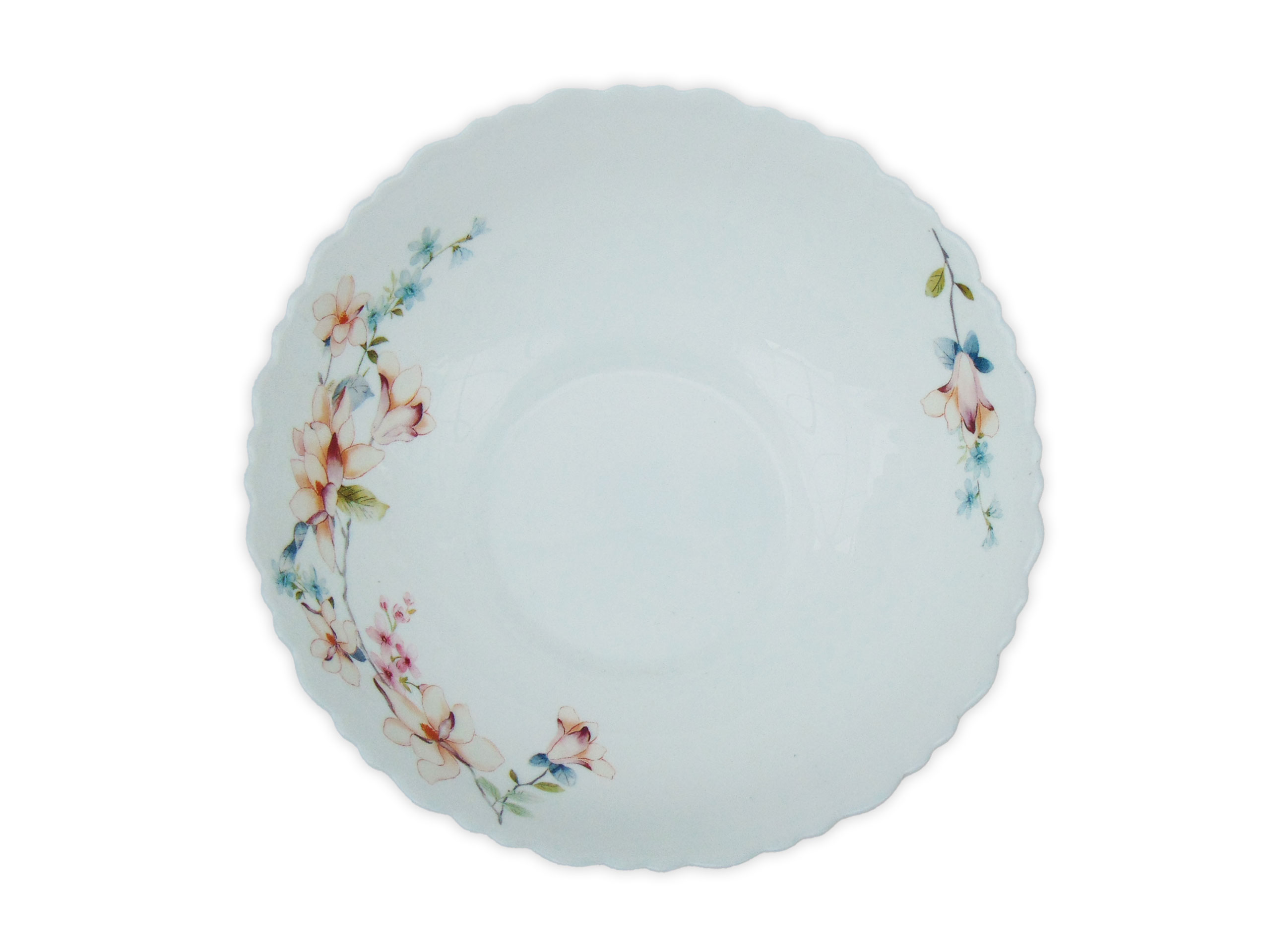 Bol Salata Rotund cu Model Floral CREM mic