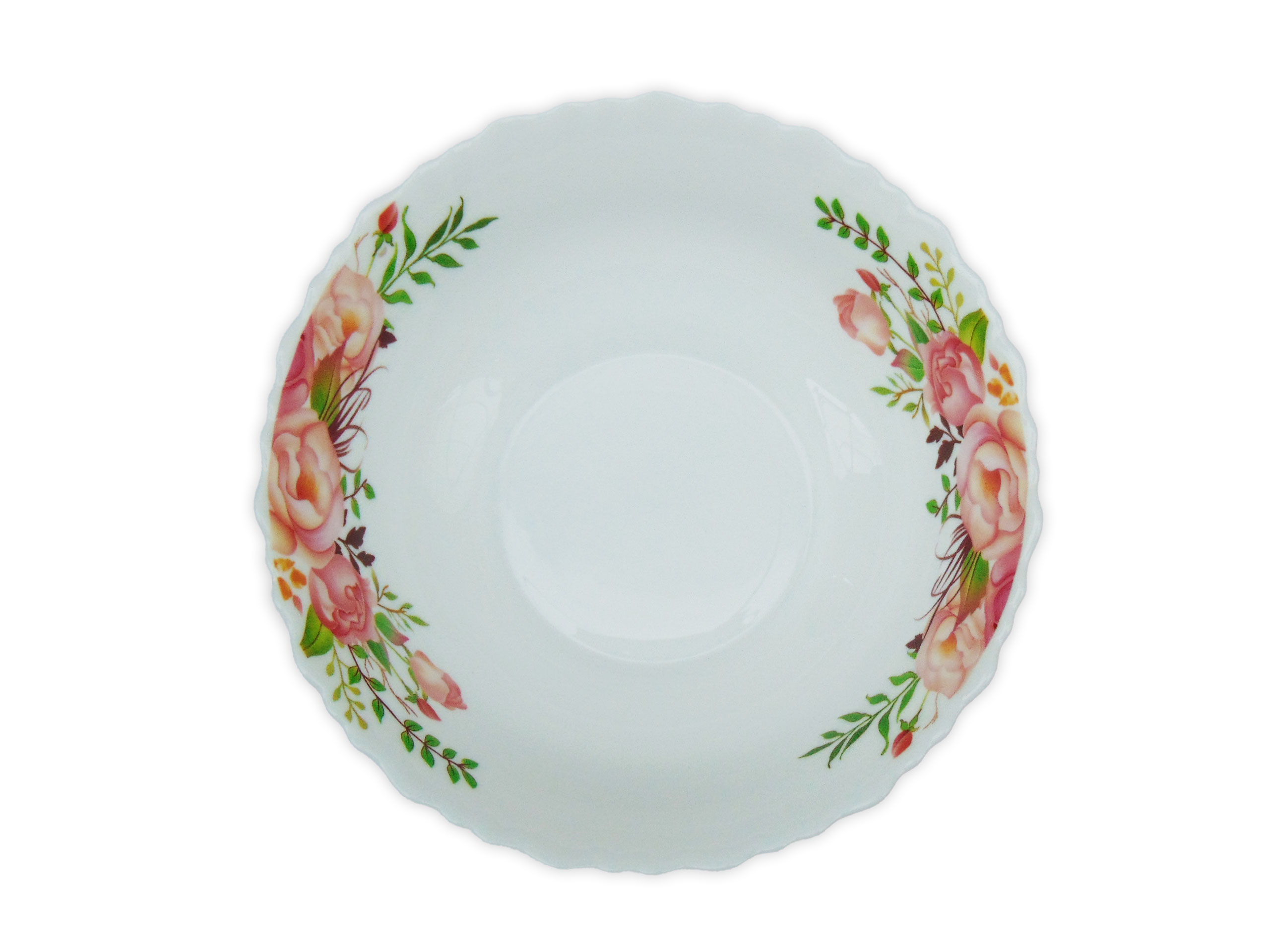 Bol Supa Rotund cu Model Floral ROZ-VERDE