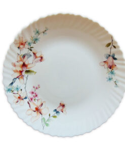 Farfurie Întinsa Rotunda cu Model Floral CREM