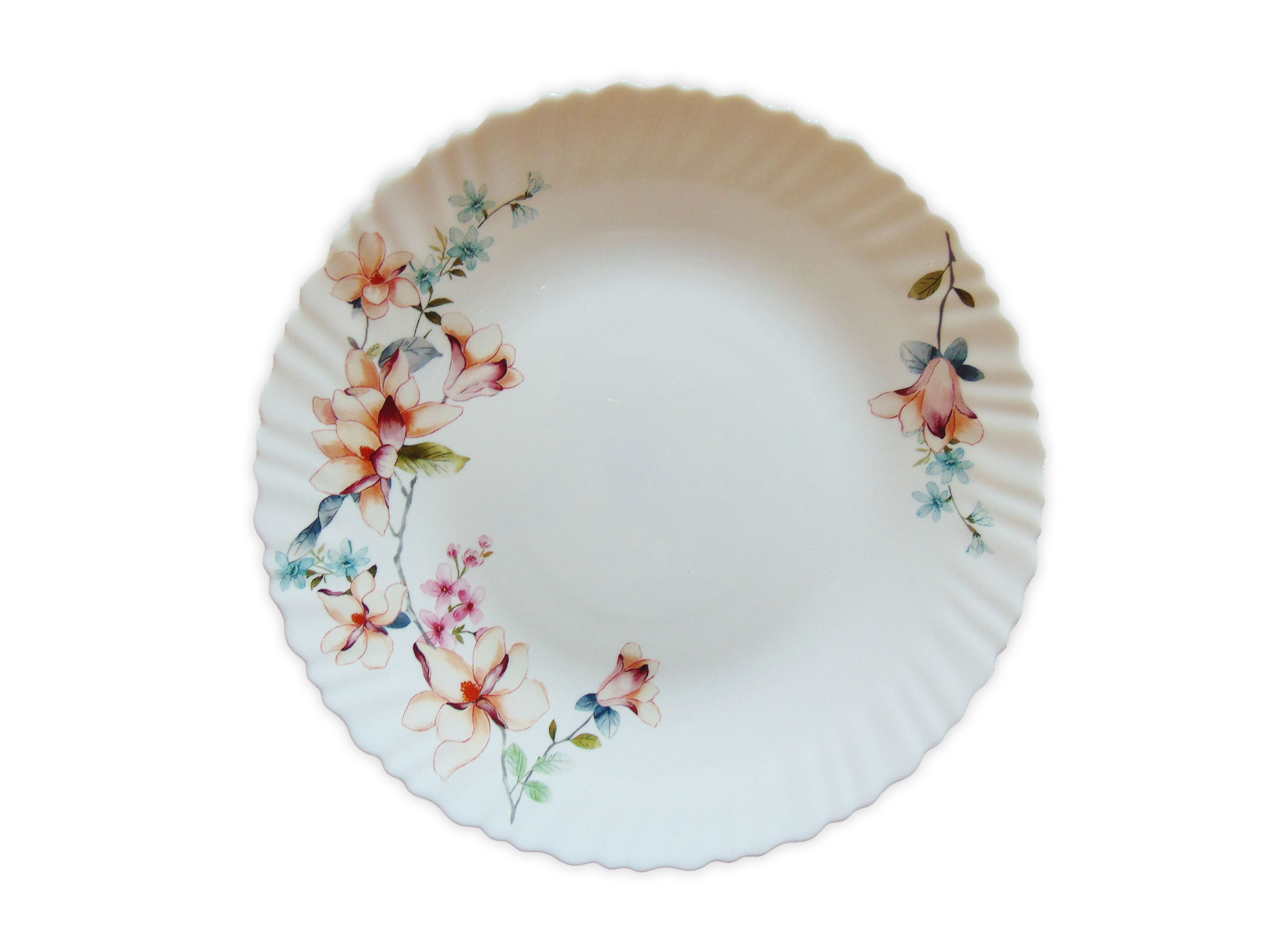 Farfurie Întinsa Rotunda cu Model Floral CREM