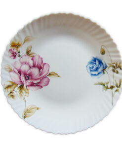 Farfurie Întinsa Rotunda cu Model Floral BLEU-ROZ