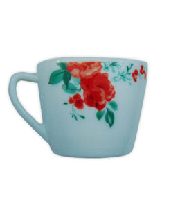 Cana Pătrata cu Model Floral ROSU-VERDE