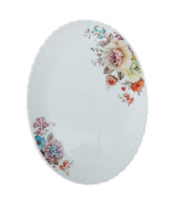 Platou Oval cu Model Floral Cărămiziu-Roz