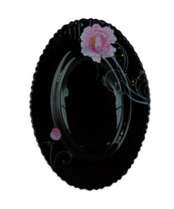 Platou Oval Negru cu Model Floral ROZ
