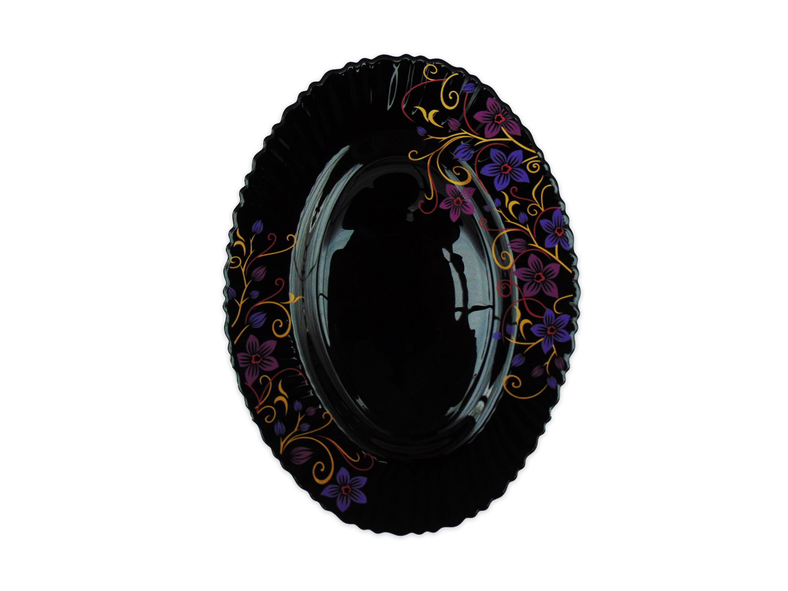 Platou Oval Negru cu Model Floral MOV