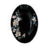 Platou Oval Negru cu Model Floral ALB