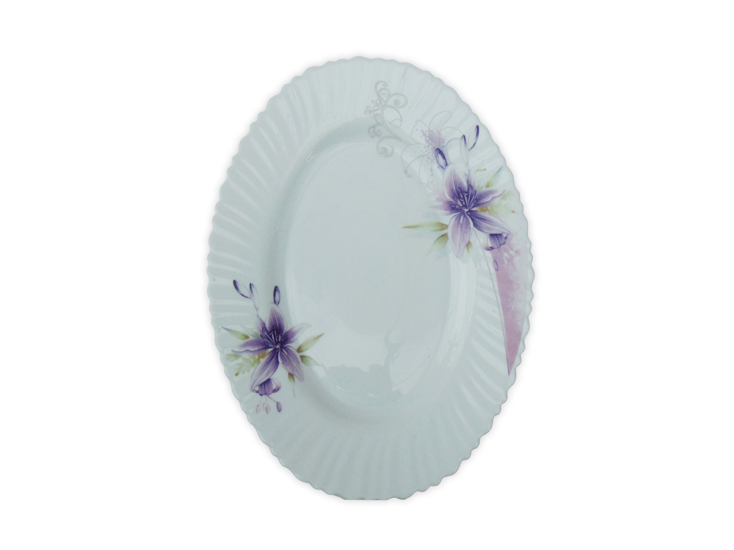 Platou Oval Alb cu Model Floral MOV