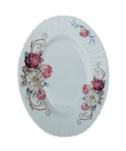 Platou Oval Alb cu Model Floral ROZ-ALB