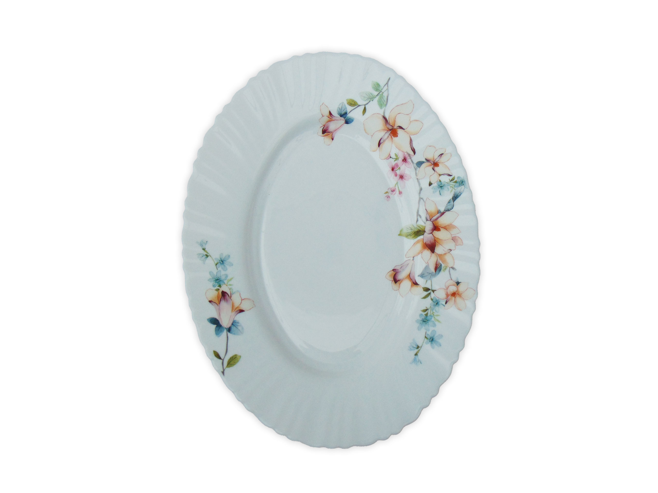 Platou Oval Alb cu Model Floral CREM
