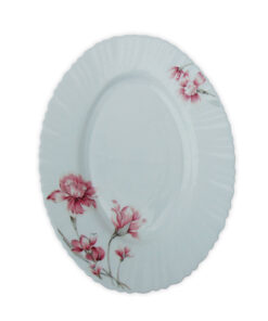 Platou Oval Alb cu Model Floral ROZ