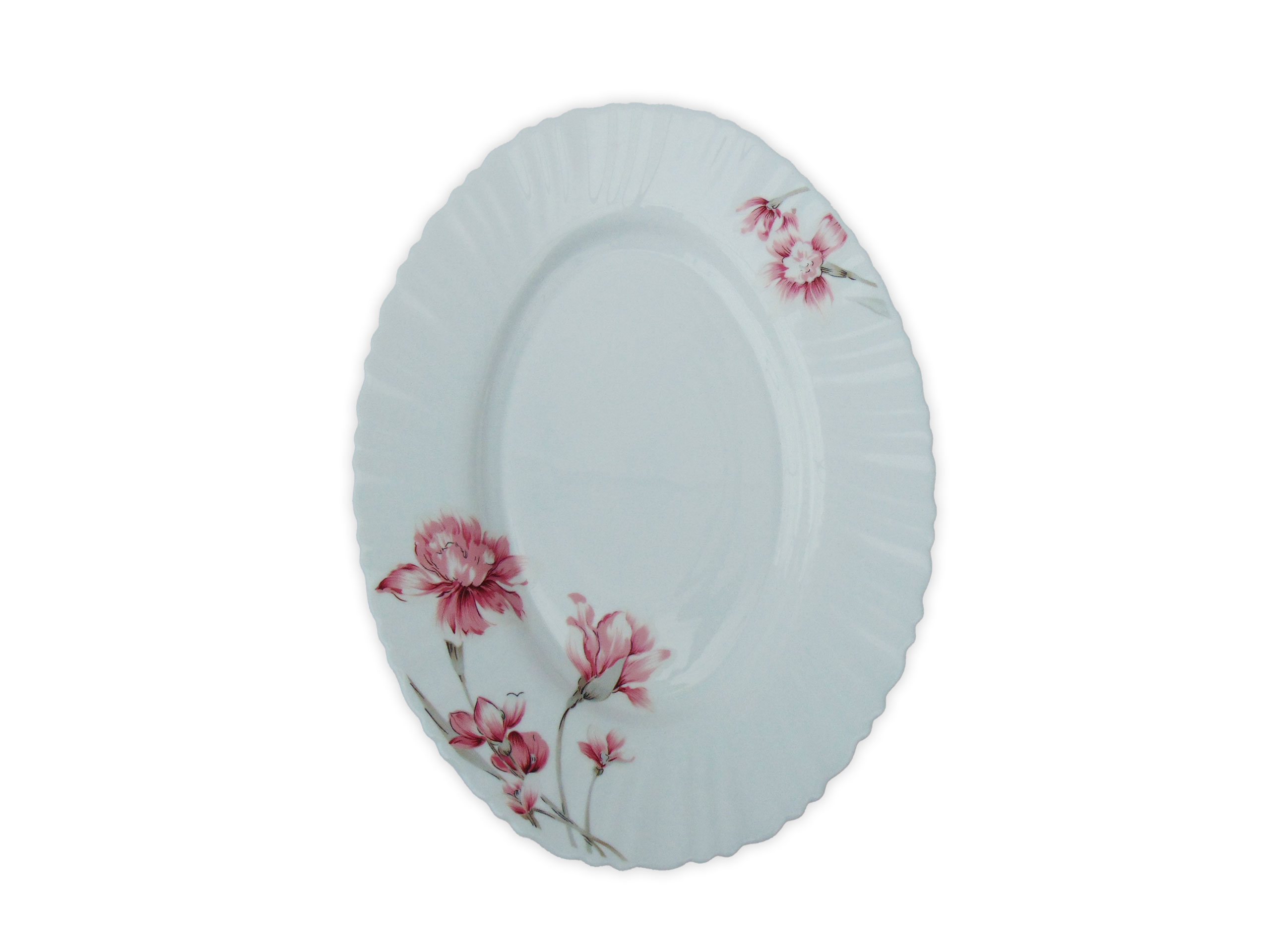 Platou Oval Alb cu Model Floral ROZ