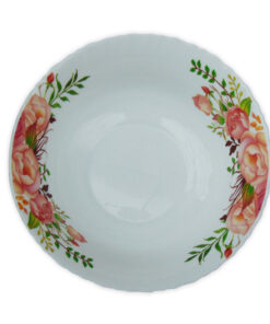 Bol Salata Rotund cu Model Floral ROZ-VERDE