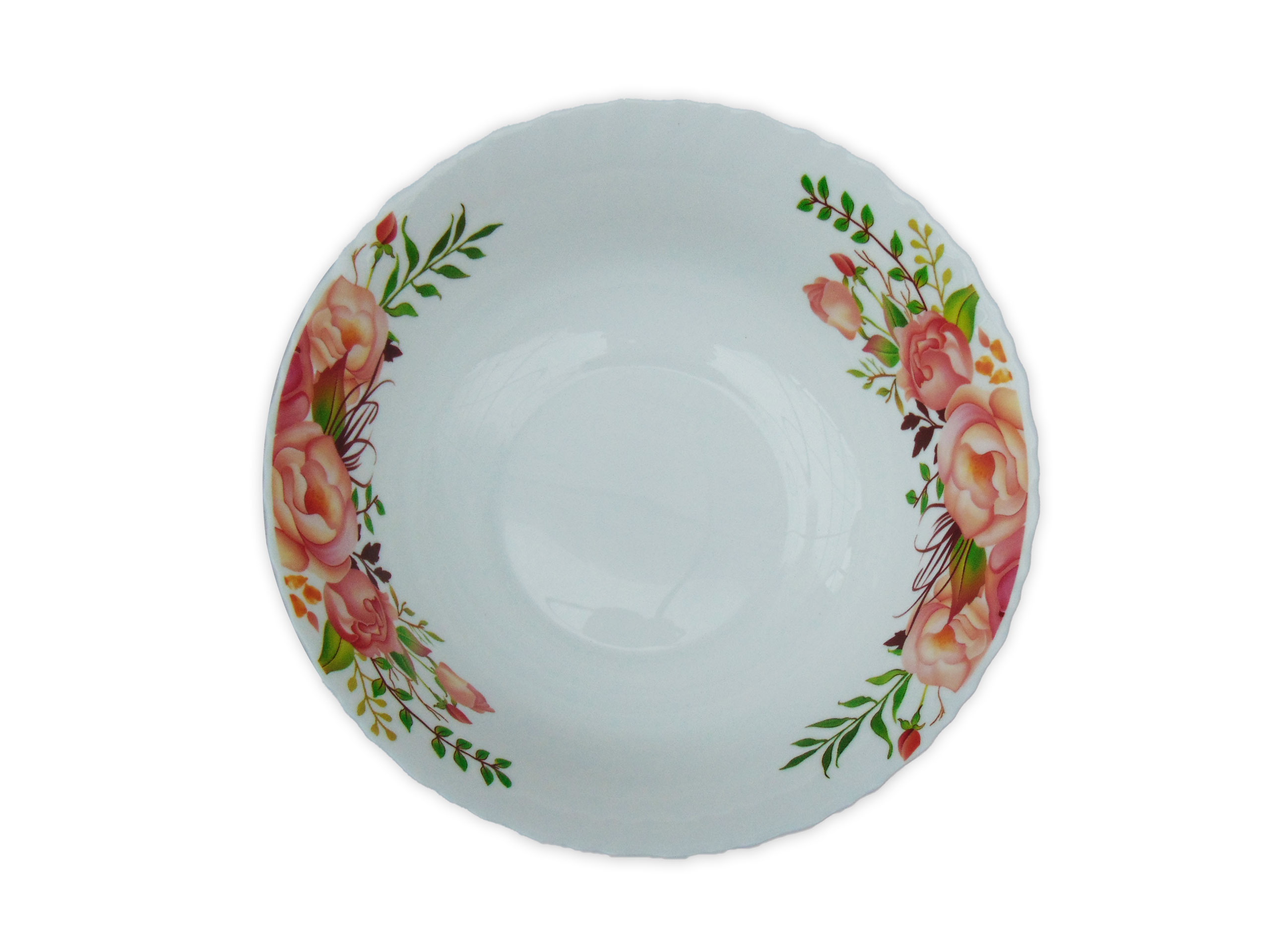 Bol Salata Rotund cu Model Floral ROZ-VERDE