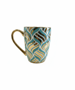 Cana ceramica model Verde-Auriu