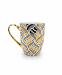 Cana ceramica model Gri-Auriu