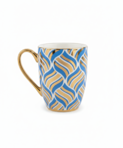 Cana ceramica model Albastru-Auriu