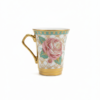 Ceașcă Aurie ceramică model floral Roz-Verde