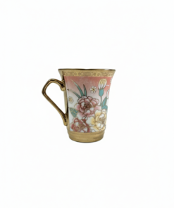 Ceașcă Aurie ceramică model floral Roz