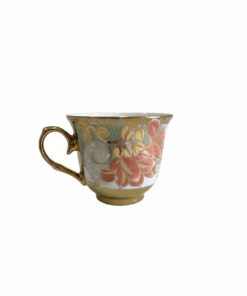 Ceașcă Aurie ceramică model floral Roz-Cărămiziu