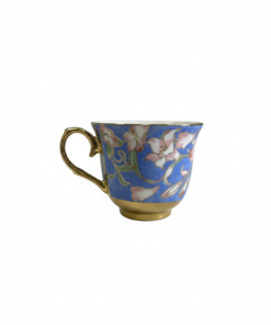 Ceașcă Aurie ceramică model floral Albastru