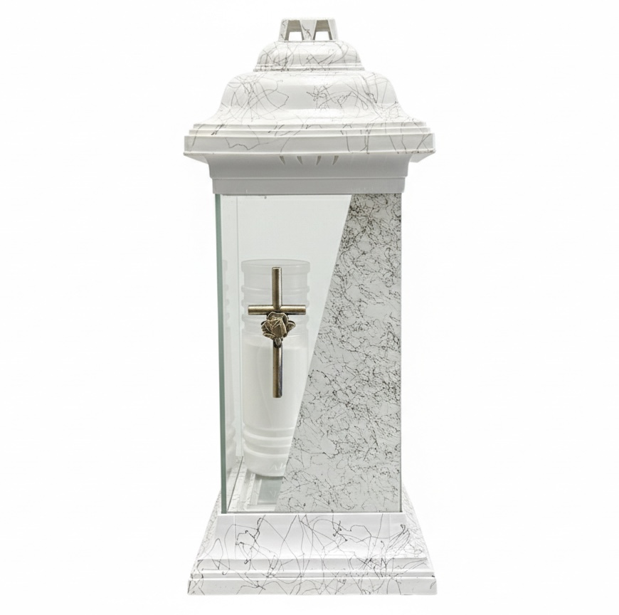 Candele PREMIUM din Sticla cu timp de ardere de 6 zile / 8 Zile - Alb Marmorat