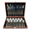 Set tacamuri Inox 24 piese pentru 6 persoane diverse modele - Maro