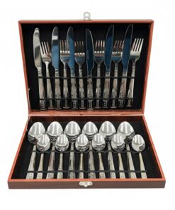 Set tacamuri Inox 24 piese pentru 6 persoane diverse modele - Maro