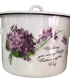 Oala 7 litrii email cu model floral liliac