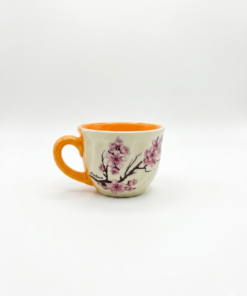 Ceasca ceramica Flori de cires Portocalie