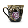 Cana ceramica neagra cu trandafir violet