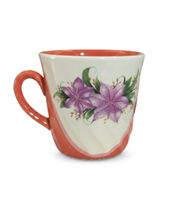 Cană Ceramica cu Motive Florale portocaliu