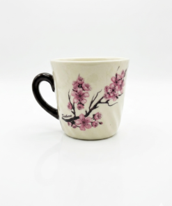 Cana ceramica alba Flori de cires