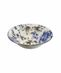 Bol Ceramic cu Motive Florale Albastre